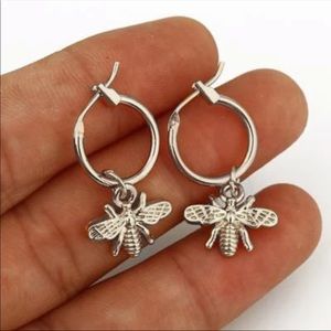 New 925 Silver Cute Bee Stud Earrings